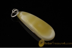 BUTTER & WHITE  Color  Genuine BALTIC AMBER Silver Pendant