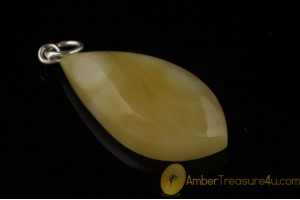 BUTTER  Color  Genuine BALTIC AMBER Silver Pendant