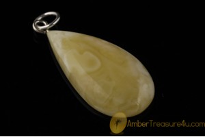 BUTTER & WHITE  Color  Genuine BALTIC AMBER Silver Pendant