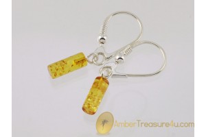 Glittering Honey Genuine BALTIC AMBER Silver Earrings