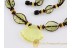 CARVED Shell Glittering beads Genuine BALTIC AMBER Necklace 18